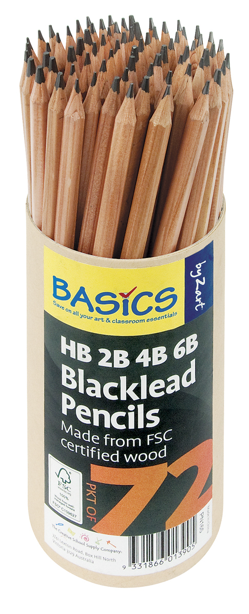 Blacklead Pencils HB, 2B, 4B 6B set of 72 - 18 of each - Zart