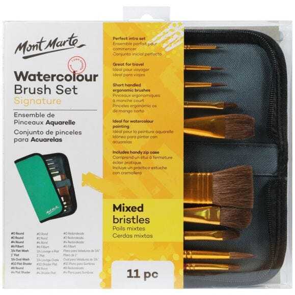 Acrylic Paint Brush Set Taklon Bristles Zip Case Wallet Travel