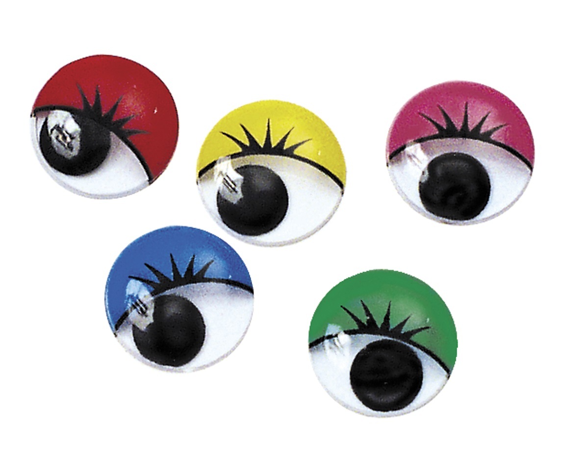 Googly Eyes Pack 100 15mm Colourful with Lashes Zart
