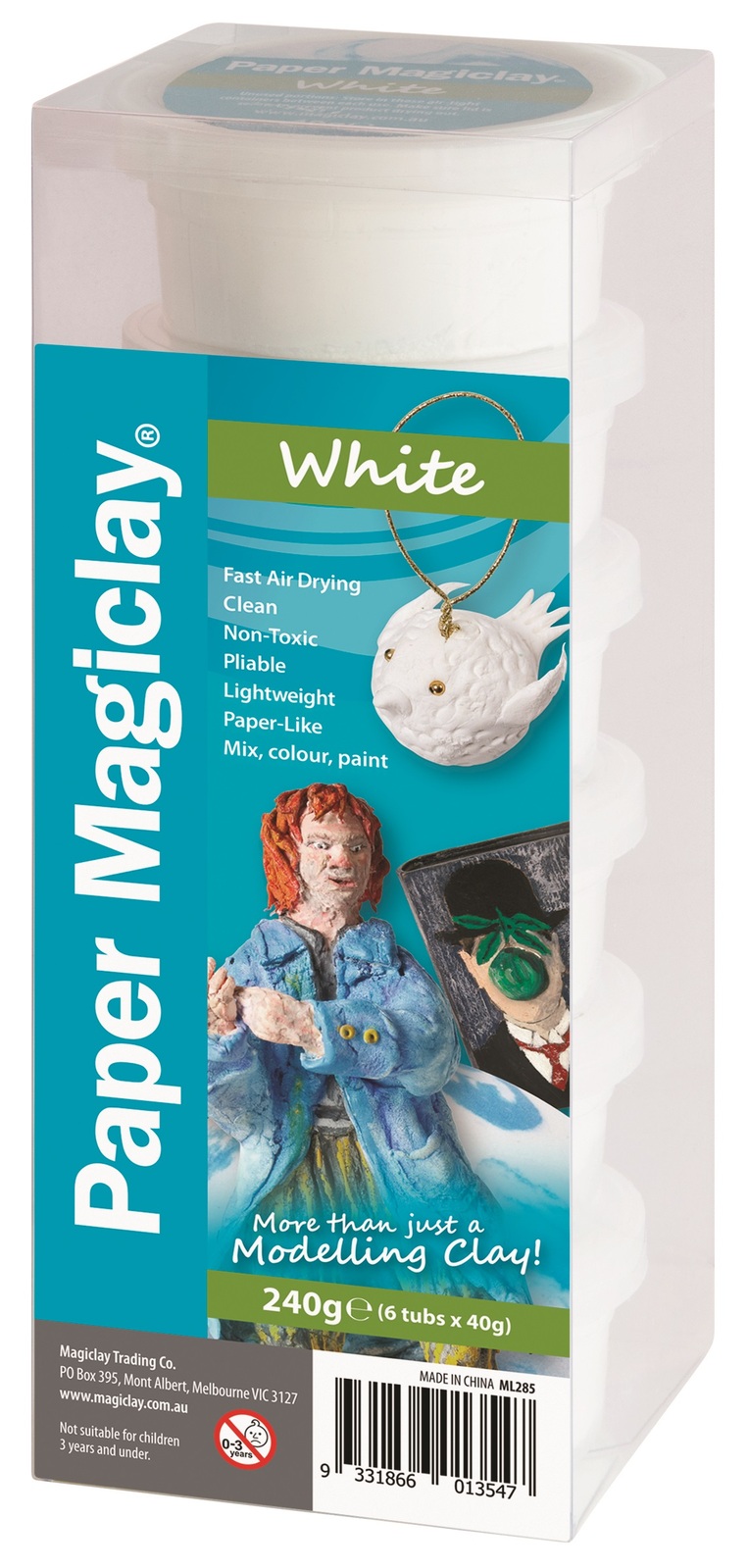 Paper Magiclay 240g - White 6 x 40g Air Dry Paper Clay