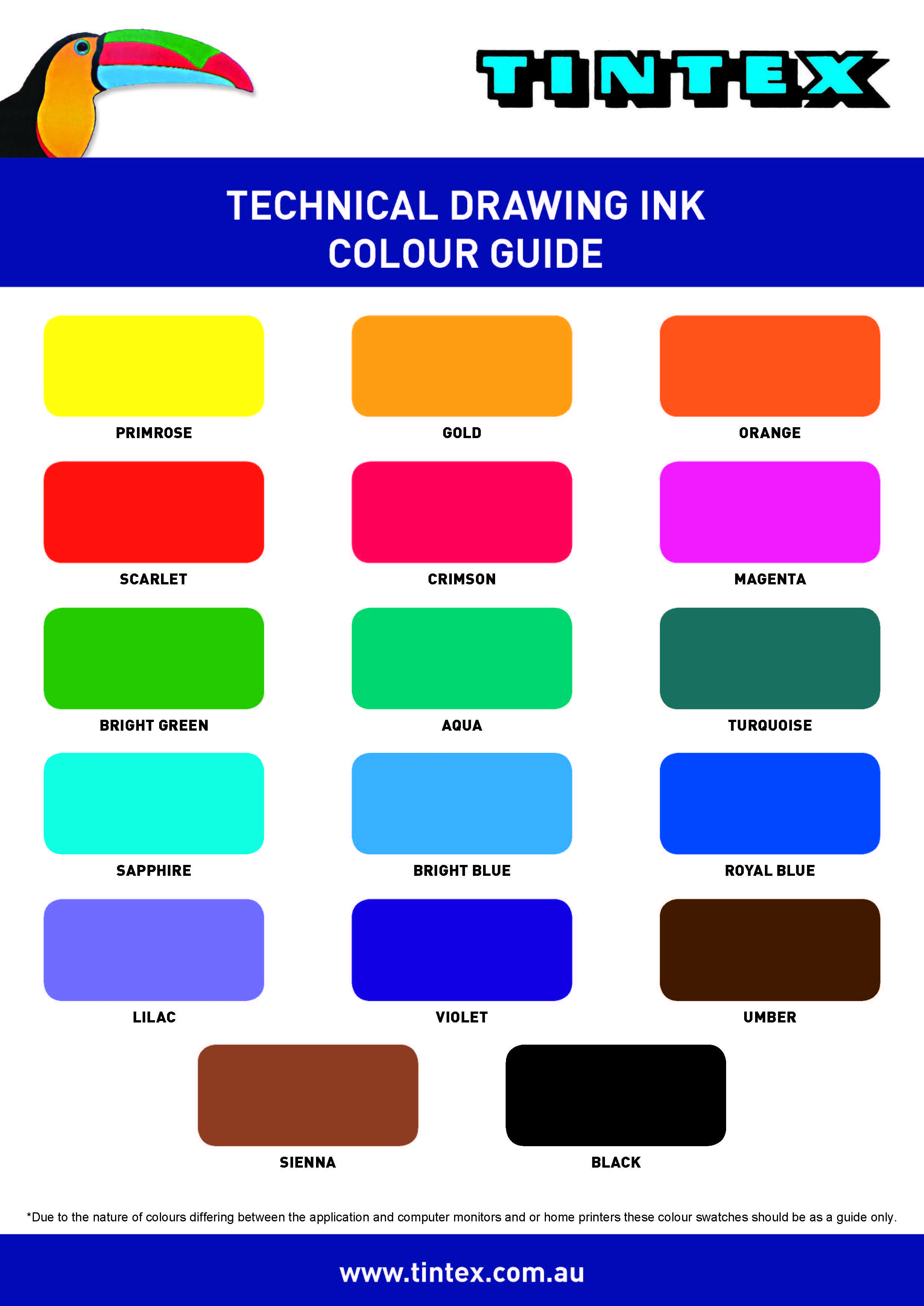 Ink Colour Chart