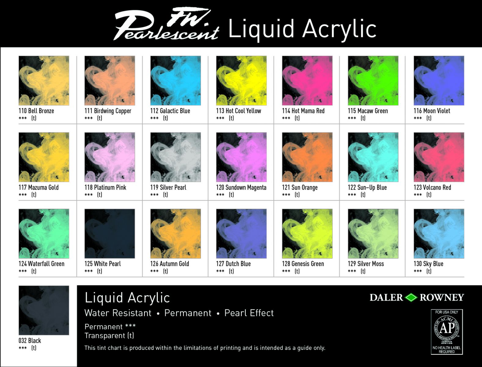 Fw Inks Colour Chart