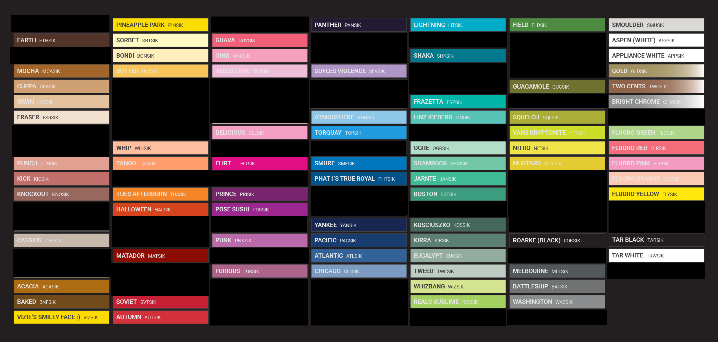 Ironlak Colour Chart