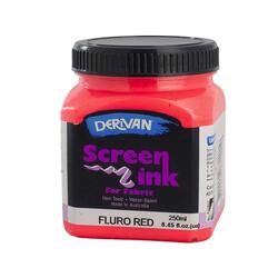 Derivan Screen Ink 250ml Fluoro Red