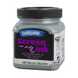 Derivan Screen Ink 250ml Metallic Silver