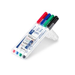 Staedtler Lumicolor Whiteboard Pen Wallet 4 Asst Colours 1.0 mm Bullet Tip