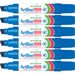 Artline 100 Permanent Marker Blue Pack of 6