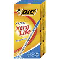 Bic Crystal Xtra Life Ball Point Pens Pack of 50 - Blue