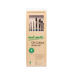 Mont Marte Oil Brush Set Taklon Brush Set of 7 in Wooden Box