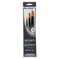 Mont Marte Gallery Series Brush Set Acrylic 4pce (1 x Liner, 3 x Round)