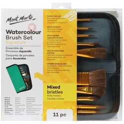 Mont Marte Mixed Bristle Watercolour Brush Set of 10 Brushes and Wallet