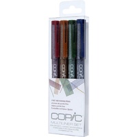 Copic Multiliner Pen Set of 4 Assorted Colours, .03mm nibs