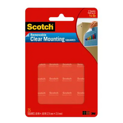 Scotch Removable Mounting Squares 25.4 x 25.4mm Clear 16 Pack