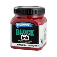 Derivan Waterbase Block Ink 250ml Crimson (Cool Red)