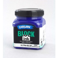 Derivan Waterbase Block Ink 250ml Ultra Blue
