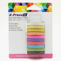 X-Press It Glitter Deco Tape 6mm x 3m in 10 Assorted Pastel Colours