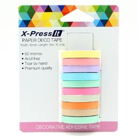 X-Press It Paper Deco Tape 6mm x 5m in 10 Assorted Pastel Colours