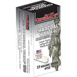 Generals Compressed Charcoal 12 Box - White