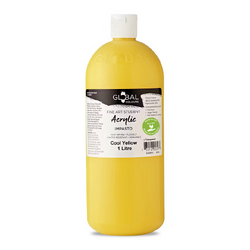 Global Colours Acrylic Paint Cool Yellow 1 litre
