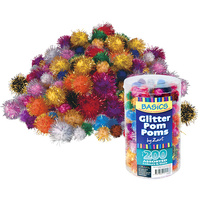 Glitter Pom Poms 10-20mm x 200 Pieces