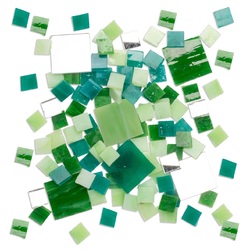 Jungle Glass Tiles Pack of 500g Assorted Colours and Sizes