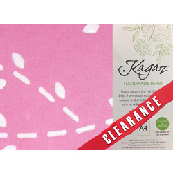64% OFF-Kagaz Handmade Paper A4 5 Sheets Pink w/White Leaves