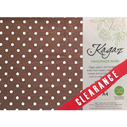 64% OFF-Kagaz Handmade Paper A4 5 Sheets Brown w/ White Polka Dots