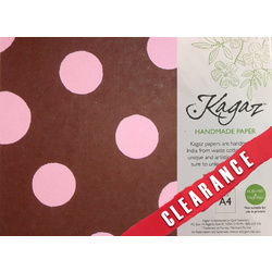 64% OFF-Kagaz Handmade Paper A4 5 Sheets Brown w/Pink Polka Dots