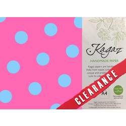 64% OFF-Kagaz Handmade Paper A4 5 Sheets Pink w/Sky Blue Polka Dots