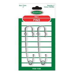 Sullivans Kilt Pins, 77mm Pack of 2 Silver