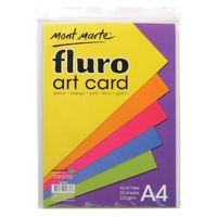 Mont Marte Fluro Art Card A4 230gsm 30 Sheets
