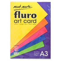 Mont Marte Fluoro Art Card A3 230gsm 15 Sheets