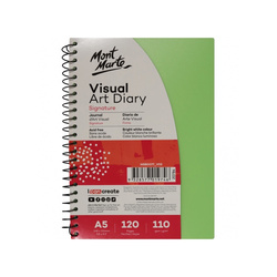 Mont Marte Signature Visual Art Diary Plastic Coloured Cover 110gsm A5 120 Page