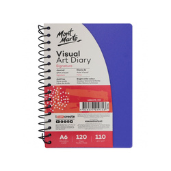 Mont Marte Signature Visual Art Diary Plastic Coloured Cover 110gsm A6 120 Page