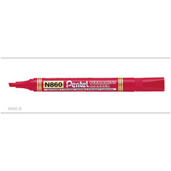 Pentel Permanent Marker N860 Chisel Point Box of 12 Red