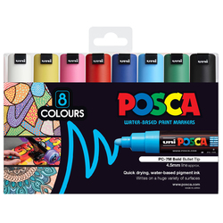 POSCA Large & Bold 8mm Set 8 Bullet Tip Assorted Colours