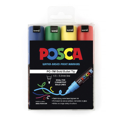Uni Posca Marker Large Primary Colour Set of 4 Bullet (4.5mm)