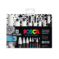 POSCA Single Tone Marker Assorted Wallet of 8 - White