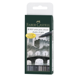 Faber Castell PITT Artist Pens Set of 6 Grey Colours