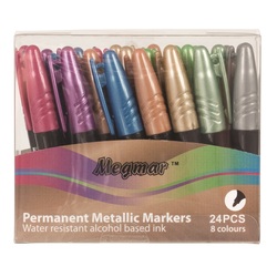Megmar Metallic Markers Pack of 24 in 8 Colours