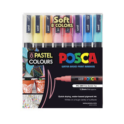 Uni Posca Marker Fine Pastel Set of 8 (1.3mm)