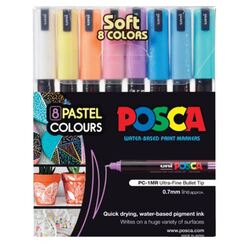 POSCA Soft Pastel PC-1M 0.7mm Ultra Fine Colours Set of 8