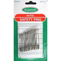 Sullivans Craft Safety Pins Size #3 46mm Silver Pack of 12