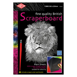 Essdee White Reveal Scratch Art/Scraperboard 305 x 229mm 10 Sheets w/ Scraper Cutter