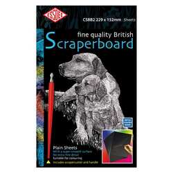 Essdee White Reveal Scratch Art/Scraperboard 229 x 152mm 10 Sheets w/ Scraper Cutter