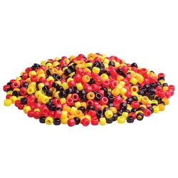 Plastic Beads, Red Yellow and Black 250g