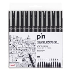 Uni Pin Fineliner Drawing Pen 12 Set