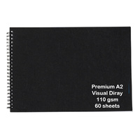 Premium Visual Diary Landscape A2 110gsm 60 sheets Double Wire Black Cover