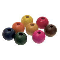 Coloured Wooden Beads 12mm Round Bag of 100