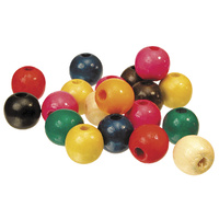 Coloured Wooden Beads 16mm Round Bag of 100